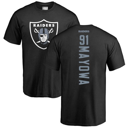 Men Oakland Raiders Black Benson Mayowa Backer NFL Football #91 T Shirt